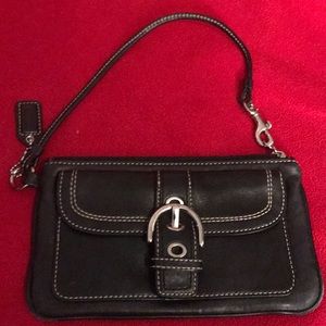 Coach black leather wristlet